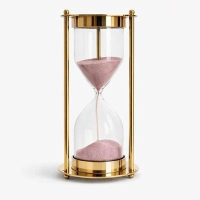 Handcrafted Brass Hourglass Pink Sand, 15 Cm Nautical Decor Perfect for Desk, Shelf, Office, Study Room Gifting, Housewarming, Birthdays, Decor
