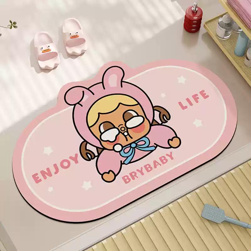 Water Absorbent Bathroom Mat Crybaby Home Use Silicon Dendroid Toilet Entrance Anti Slip Quick Dry Foot Pad Bathroom Supplies