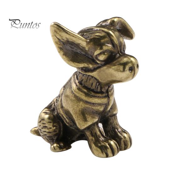 

Латунная статуэтка собаки, винтажная модель щенка, мини-статуэтка животного из металла, скульптура, чайный питомец, настольное украшение в стиле фэн-шуй, орнамент Dog