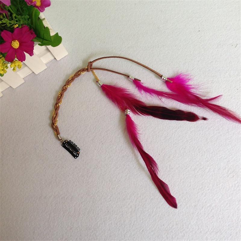 Bohemian Feather Hairband Women's Festive Masquerade Carnival Hippies Costume Indian Prom Gypsy Long Tassel Hair Accessories