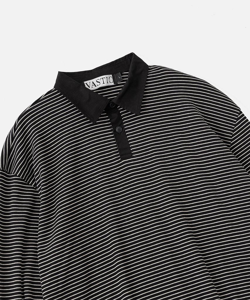 VASTIC Striped Collar Long Sleeve_Black / White