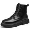 2025 British Style Leather High-Top Martin Boots with Side Zipper for Autumn/Winter