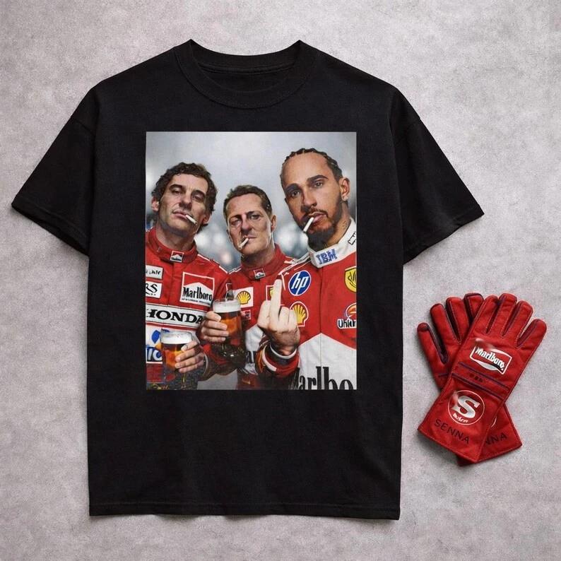 F1 Three Kings Together Senna Michael Schumacher F1 Lewis Hamilton TShirt S