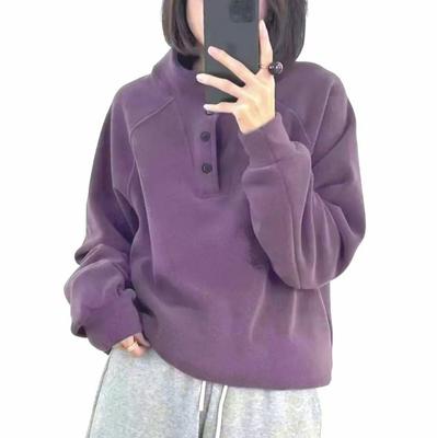 Autumn/Winter 2025 Velvet Stand-Up Collar Pullover: Warm, Casual, and Versatile Solid Color Sweatshirt