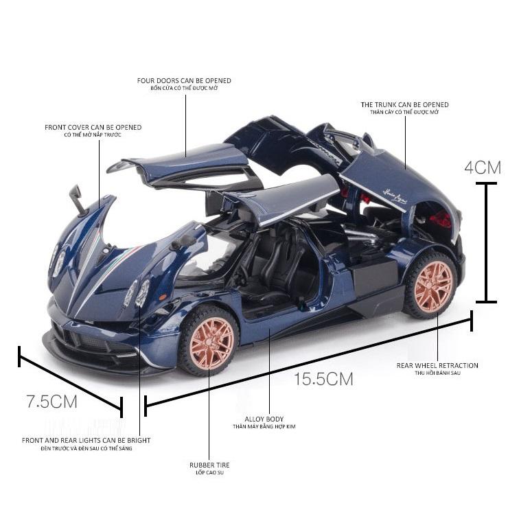 Pagani Huayra Dinastia Supercar Simulation Druckguss- und Spielzeugfahrzeuge Geräusche und Licht Rückziehauto 1:32 Legierungskollektionsmodell