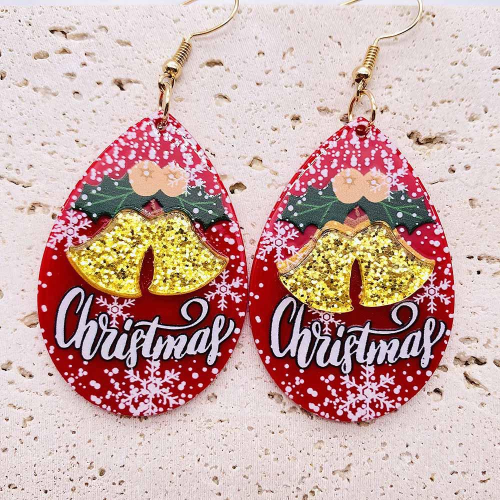 Acrylic Santa Claus & Snowflake Bell Christmas Earrings - European & American Style