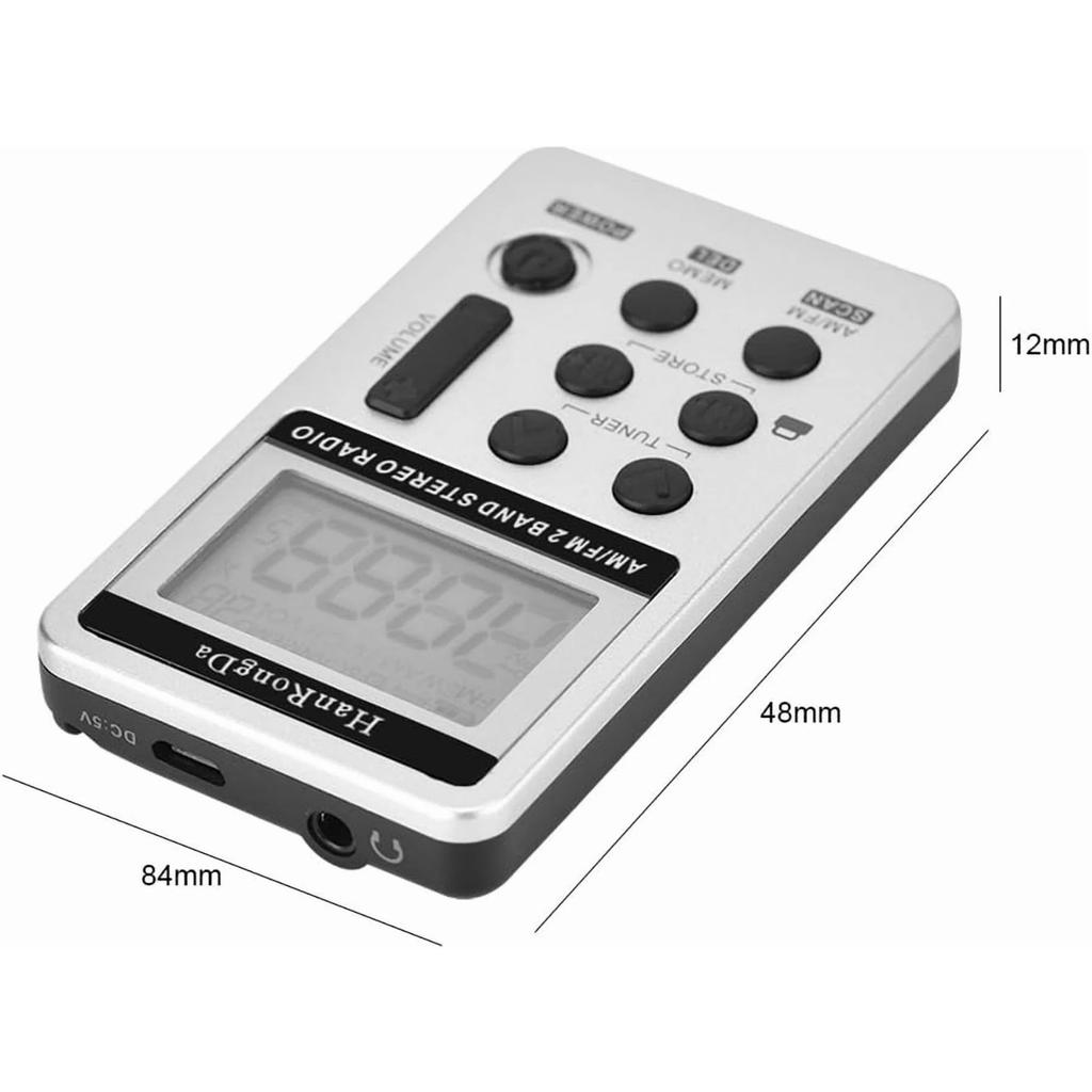 Mini Portable Stereo Radio,rechargeable,dsp Am Fm 2 Band Digital Receiver With Earphone