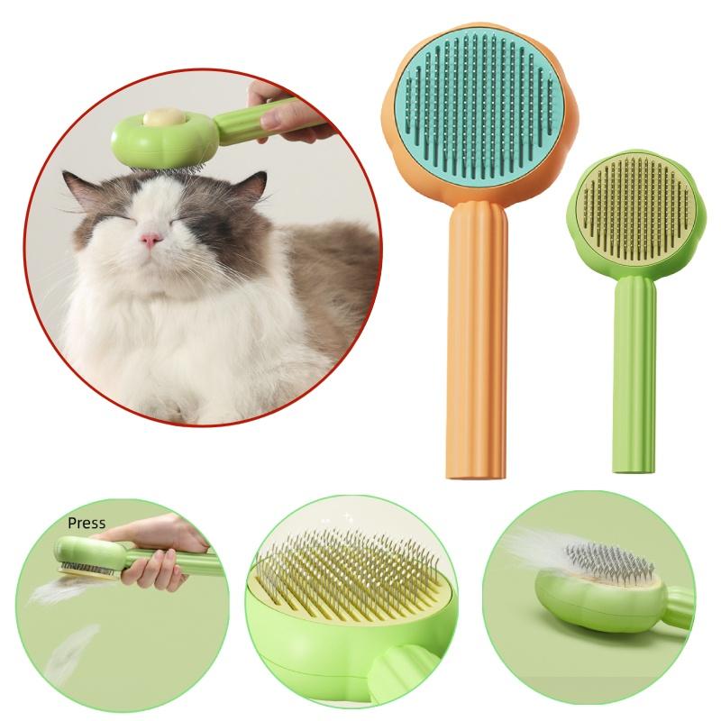 Pet Grooming Made Easy With Our Push-button Hair Removal Slicker Brush Safe And Gentle For Your Furry Friend
