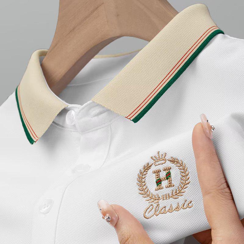 Men's 2024 Summer Light Luxury Polo Shirt - Short-Sleeved, Lapel, Trendy Business Casual T-Shirt