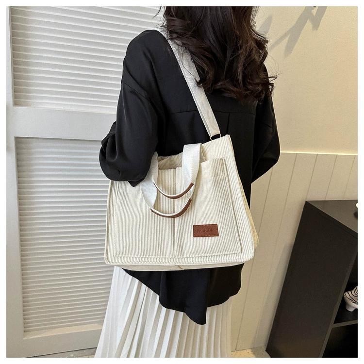 Women's Corduroy Tote Bag Large Capcity Handbags for Women Commuting Women's Bag Messenger Shoulder Bag Female Handbag