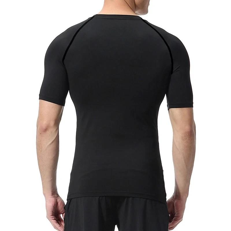 Men's Stretch Compression Tee Shirt Fitness Gym Sports Running T-Shirt Quick Dry Breathable Basketball Training Short Sleeve Top