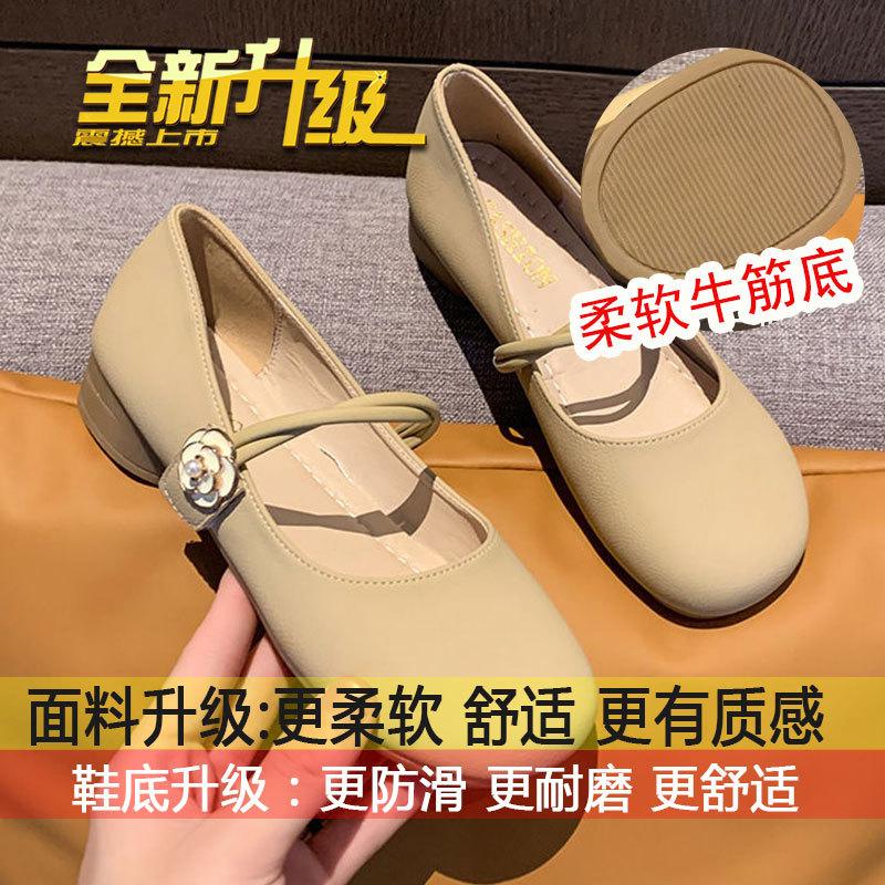 

French low-heeled Mary Jane single shoes women s 2025 new models with skirts, gentle evening shoes, soft soles, one pedal, beanie shoes 40