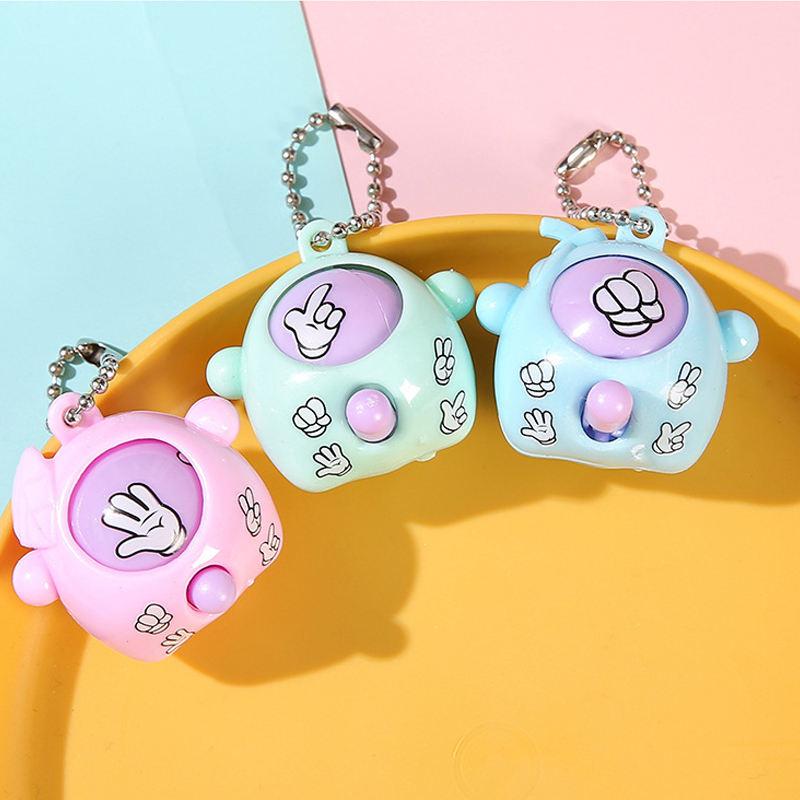 1/5/10Pcs Mini Pop Rock-paper-scissors Keychain Pendant Toys Toddler Sensory Fidget Toy for Kid Birthday Baby Shower Guests Gift