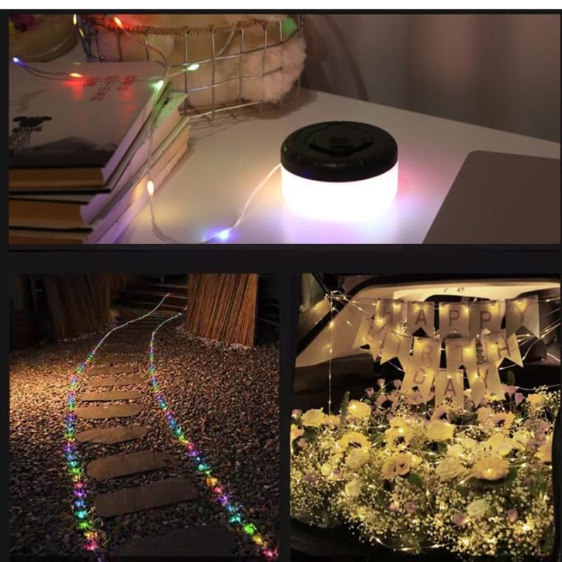 Camping Lamp Light Flashlights Multicolor String Light Waterproof Atmospheres Lamp Tent Light LED Color String Light