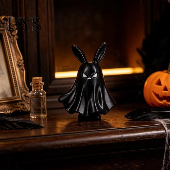 Modern Table Centerpiece Halloween Ghost Figurine, 3D Printed Cute Statue with Rabbit Personalized Shelf Decoration Ear, Spooky Desktop for