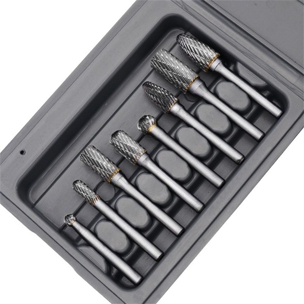 8x Double Cut Tungsten Carbide Burrs Rotary Burr Set 1/4" Shank Die Grinder Bit