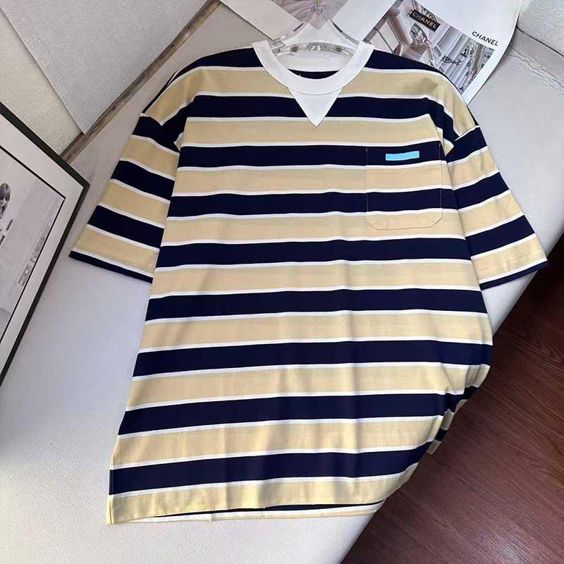 Nanyou High Spring Stripe Drop Shoulder T-shirt Medium светло-желтого