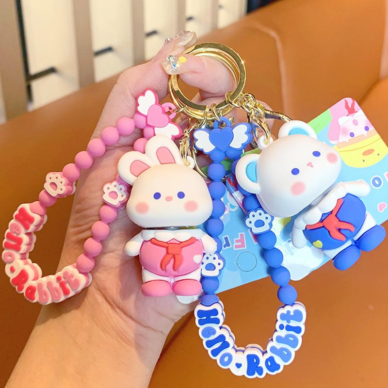 Children'S Fun Fun Fun Fun Rabbit Keychain Creative Student School Bag Pendant Cartoon Bear Car Keychain Pendant