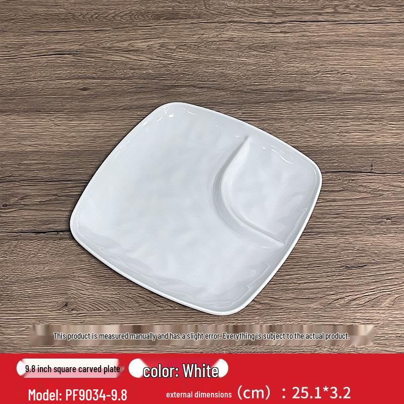 

HANDUNYOU A5 Melamine 9.8-inch Square Engraved Plate