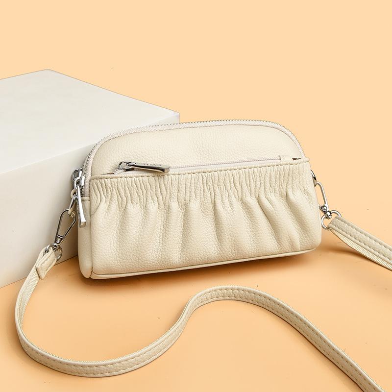 Modische Single-Shoulder Crossbody Clutch Weiches Leder Plissiert Retro Wolke Mama Tasche
