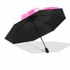 1pc Pink Leopard Bow Print Automatic Opening and Closing Folding Umbrella with 8 Iron Ribs - Portable, Foldable for Travel Yy251124090