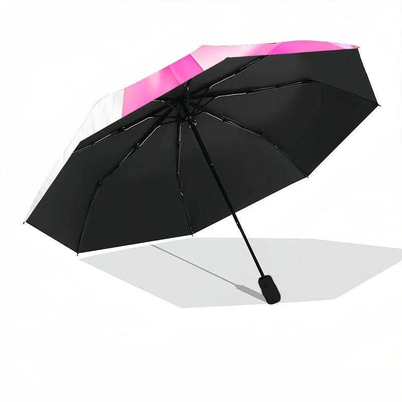 1pc Pink Leopard Bow Print Automatic Opening and Closing Folding Umbrella with 8 Iron Ribs - Portable, Foldable for Travel Yy251124090