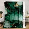 Green Marble Texture with Gold Veins Design - Flannel blanket for bedroom, living room, sofa, and nap.