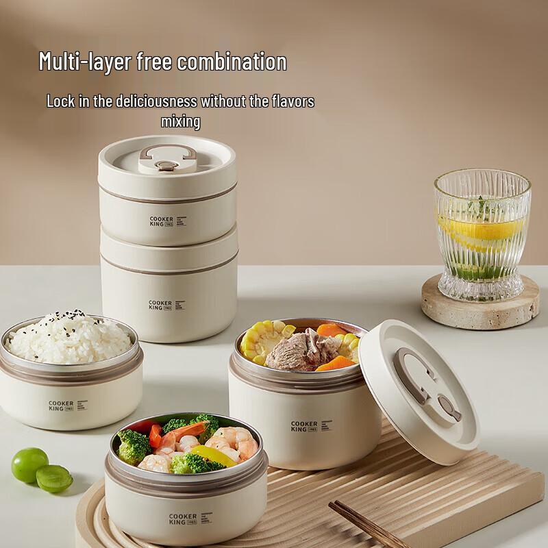 Cooker King 5-Piece Stainless Steel Thermal Lunch Box Set