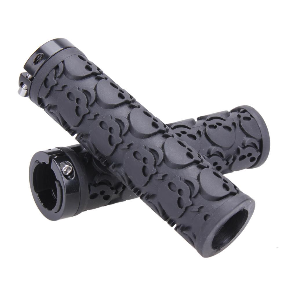 Rubber Bicycle Handlebar Grip MTB Mountain Road Bike Antislip Lockable Handle Grips Skull Style