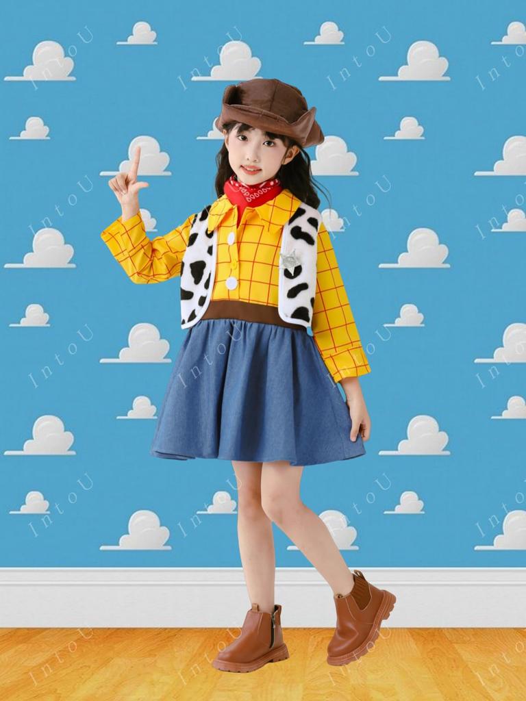 [IntoU] Toy Story Woody Cosplay Costume for Girls (120)