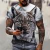 Summer Men's Summer Men's Casual T-shirt 3d Printed Lynx Bobcat Print Unisex Short-sleeved Fashion Trend Home Wear