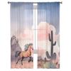 Pferd Kaktus Wolken Tüll Vorhänge für Wohnzimmer Sheer Vorhang für Schlafzimmer Fenster Jalousien Voile Vorhänge