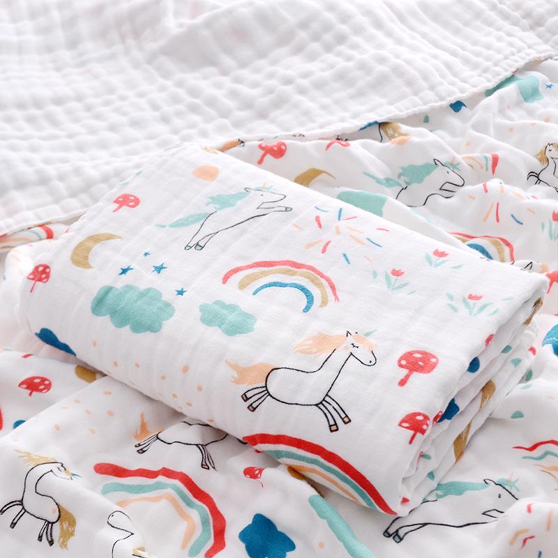 Pure Cotton Four-Layer Gauze Baby Bath Towel and Swaddle Blanket for Newborns