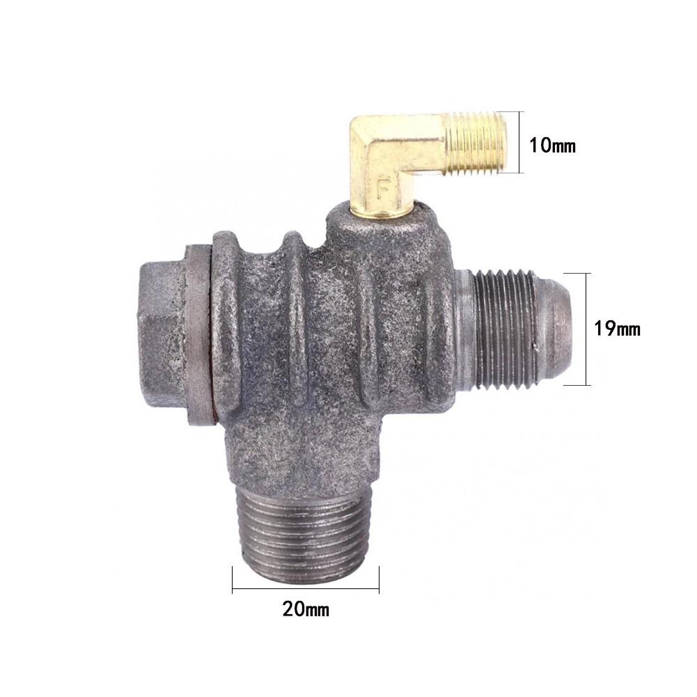 Male Thread 3-Way Air Compressor Cast Iron Piston Type 20*19*10mm 3-Port