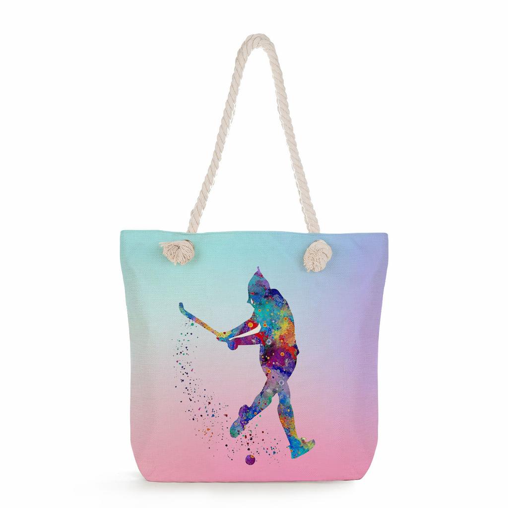 Multifunctional Gymnastics Printed Thick Rope Shoulder Beach Bag Casual Large Capacity Handbag 0244 CLE