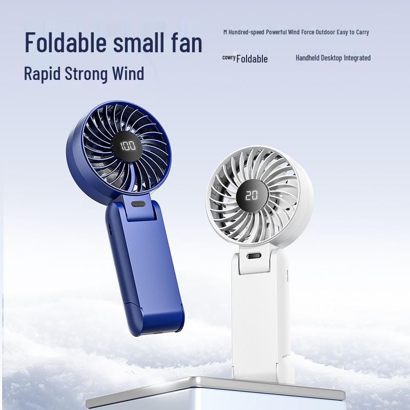 Portable 100-Speed Mini Handheld Neck Fan with Digital Display