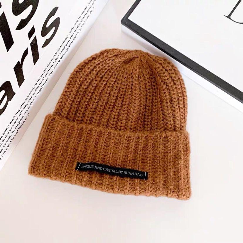 Big Head Circumference Loose Knitted Hat Female Alphabet Mark Winter Wool Hat Warm In Autumn and Winter Suitable for Round Face Small Hat