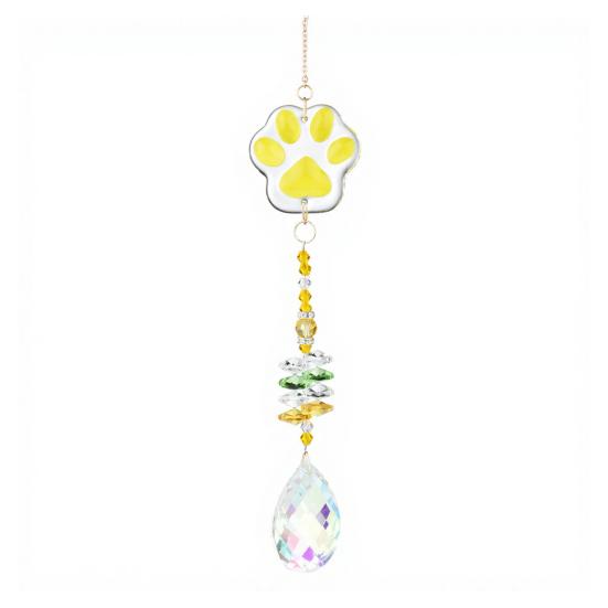 Crystal Cat Paw Wind Chimes, Crystal Suncatchers for Windows Hanging, Prism Rainbow Maker for Indoor Outdoor Home Garden Decor