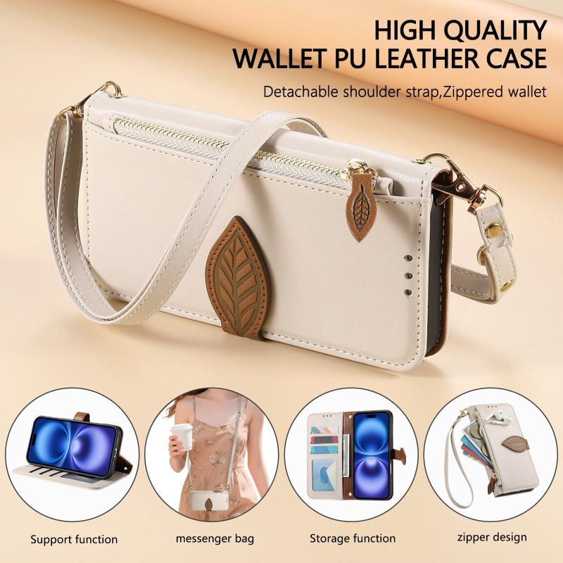 Flip-Ledertasche mit Riemen, Kartenfach, Ständer für iPhone-Serie