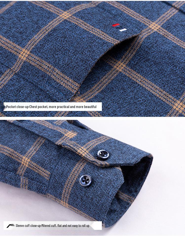 Herren Kariertes Baumwoll Langarm Slim Fit Hemd - Bügelfrei, Übergröße, Freizeit-Business-Kleidung für Mittelalte und Ältere