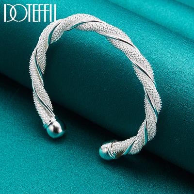 Bracciale in argento sterling 925 da donna e da uomo, maglia larga intrecciata, gioielli da sposa alla moda