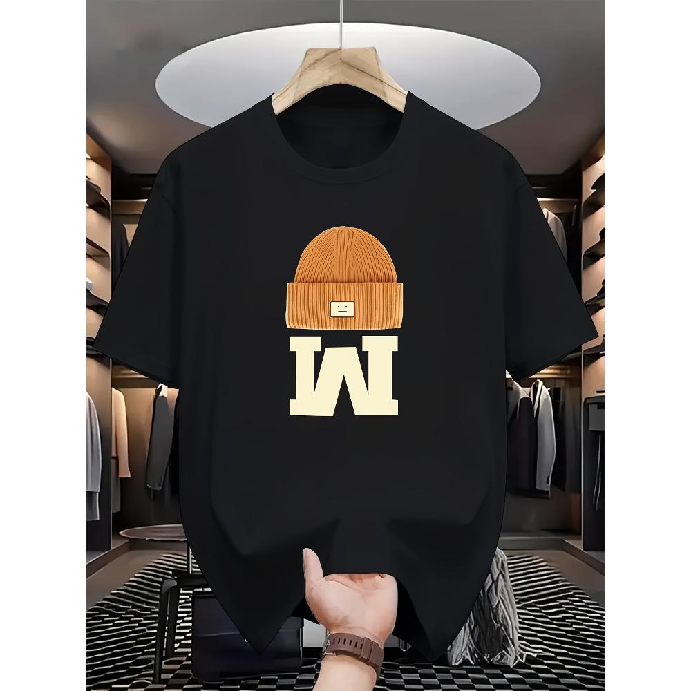 Beanie & W Logo T-Shirt,Soft Breathable & Fade-Resistant, Classic Fit for Daily Casual Wear S