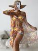 Swimsuit Women's Split Three-piece High Waist Long-sleeved Internet Celebrity Suit Blouse Sexy Bikini