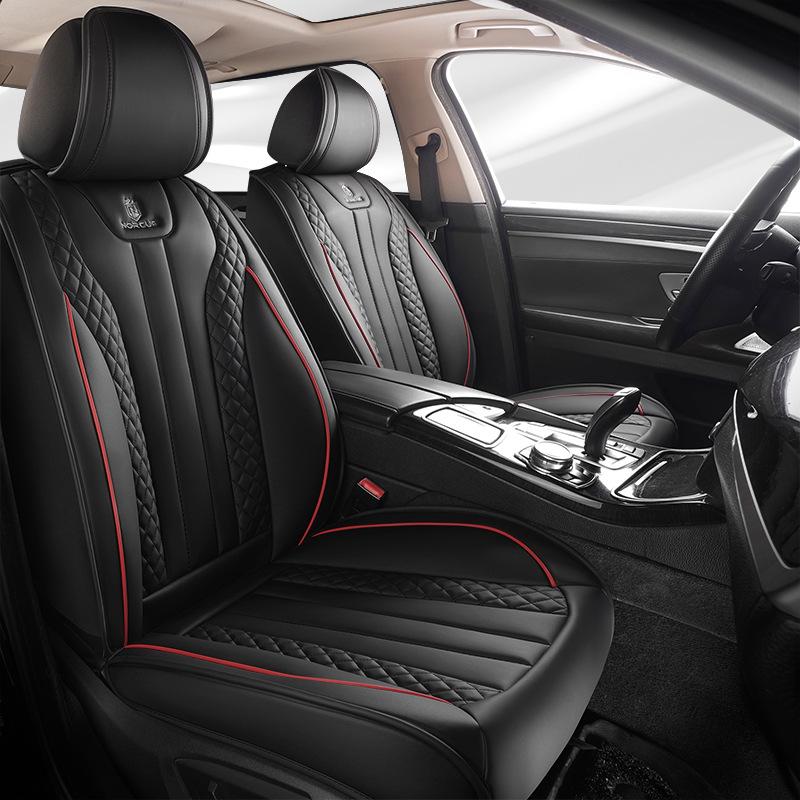 2024 Universal Full Surround Leather Car Seat Cushion Mat - All-Season Fit for Small Cars