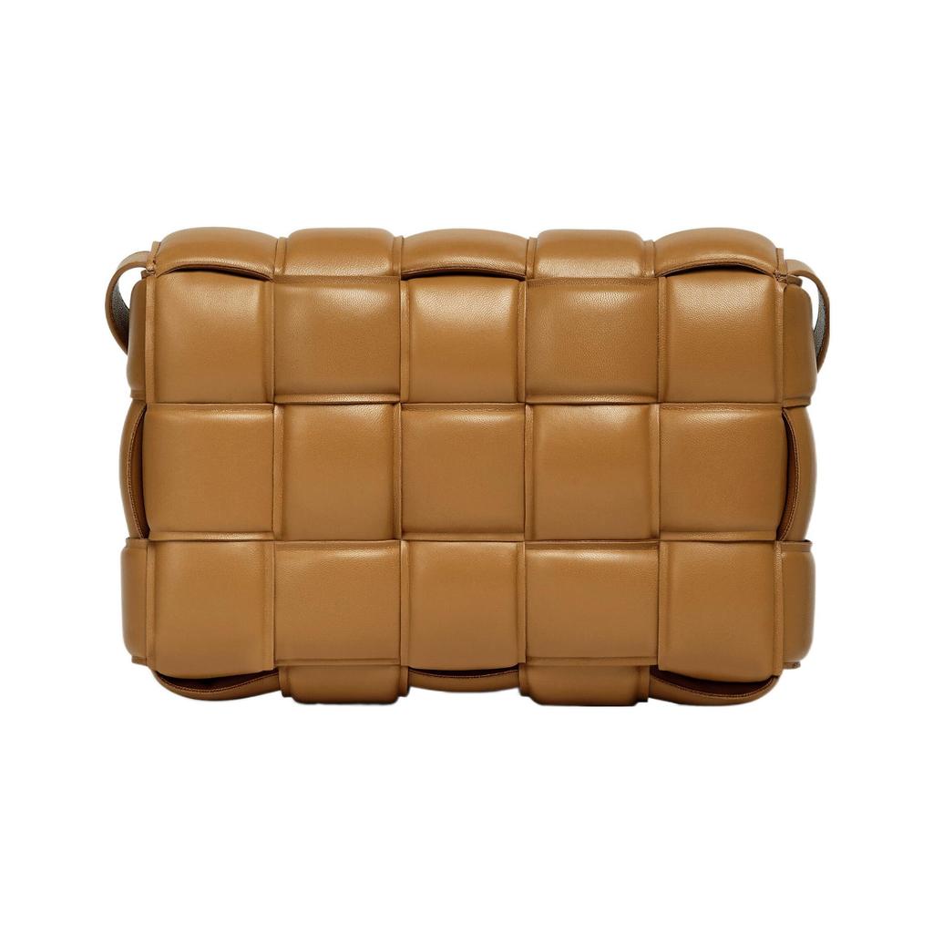 Bottega Veneta Padded Intreccio Cassette Crossbody Bag Caramel 591970VCQR19850