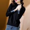 Half High Neck Sweater Split Hem Design Women's Knitted Pullover Casual Solid Color Sweater Harajuku Commuting Autumn and Winter