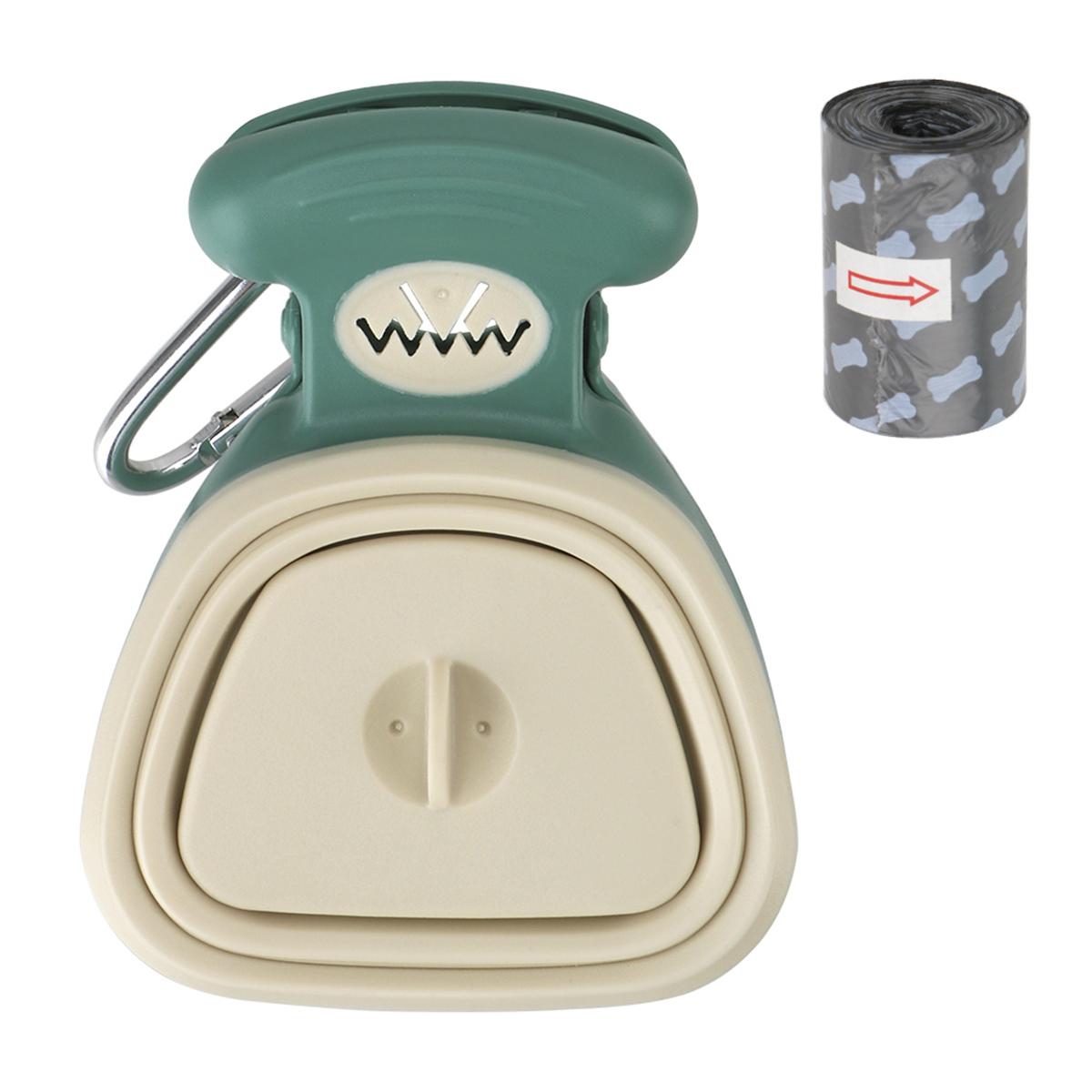 

Совок для какашек из АБС-пластика с 1 рулоном. Разборные мешки. Держатель для мусора. Диспенсеры. Мешки для мусора для домашних животных. зелёный