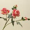 Artificial Rose Flower Realistic Vintage Fake Rose Bouquet with 2 Heads Blooms And 3 Buds for Wedding Flower Arrangement Home Party Table Centerpiece