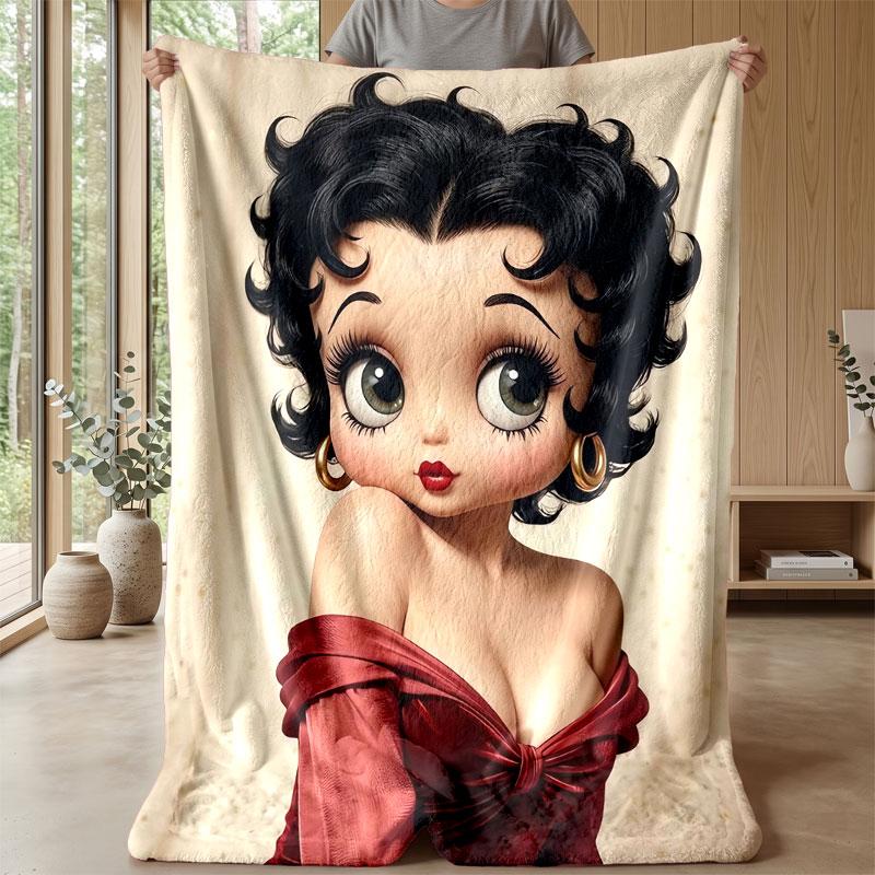 Soft Flannel Blanket Lightweight Cozy Bedroom Living Room CoverBetty Boop