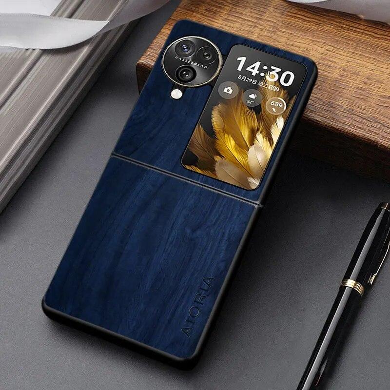 

Чехол для Oppo Find N3 N2 Flip, уникальный дизайн, легкий чехол из искусственной кожи с деревянным рисунком, чехол find n3 flip темно-синий